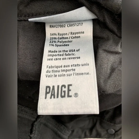 ❗️CLEAROUT❗️ EUC! PAIGE EDGEMONT black zipper stretch ANKLE SKINNY JEANS Size 24 - Picture 6 of 7